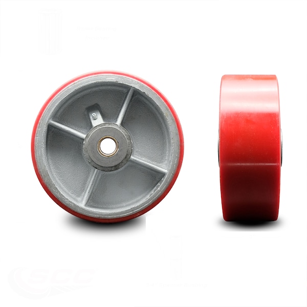 SCC-8" Red Poly on Cast Iron Wheel Only w/Roller Bearing-3/4" Bore-2500 lb Cpty